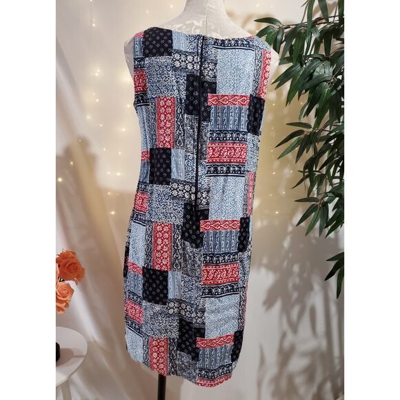 Villiager Sport Liz Claiborne VTG Y2K Patchwork Bandana Dress Womens Size LP - Picture 3 of 11